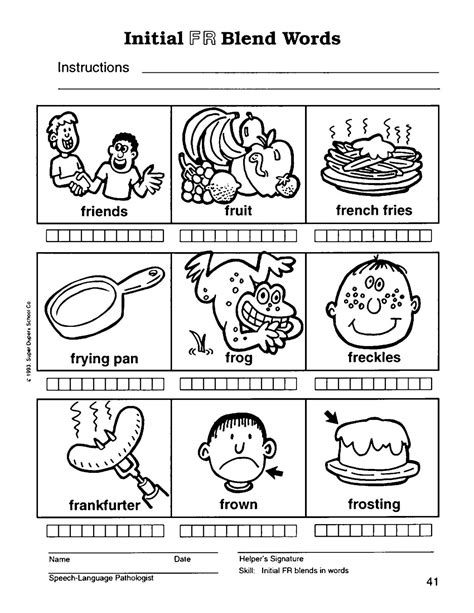 R Blends Word List Speech Therapy