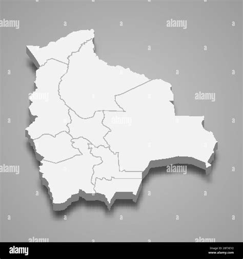 Mapa 3d De Bolivia Con Fronteras De Regiones Imagen Vector De Stock Alamy