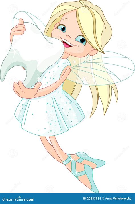 Cute Tooth Fairy Flying With Tooth Stock Vector Illustration Of Tooth