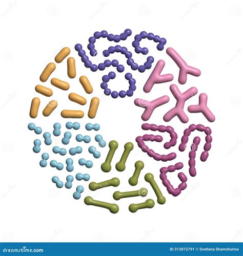 3d Render Set Of 3d Render Probiotic Bacteria Bulgaricus Lactobacillus