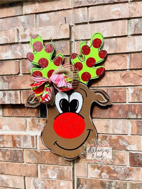 Reindeer Door Hanger Christmas Door Hanger Rudolph Door Hanger