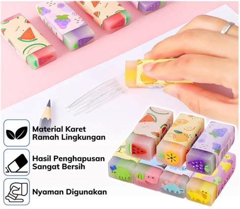 PENGHAPUS PENSIL KARET TRANSPARAN MOTIF BUAH DAN DINO Lazada Indonesia