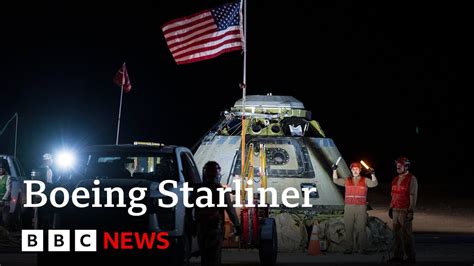 Boeing Starliner Returns To Earth Without Astronauts Bbc News Youtube