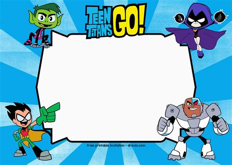 Teen Titans Go Birthday Invitation Template FREE Printable Bagvania