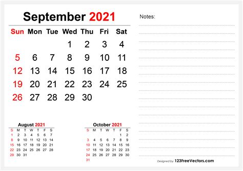 September Calendar 2021 Calendar For September 2021 Free Calendar Su