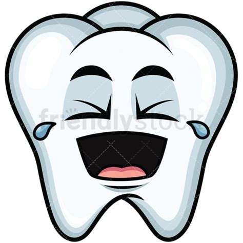 Grinning Tooth Emoji Cartoon Vector Clipart Friendlystock