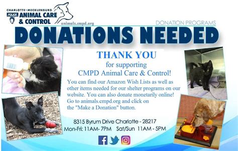 CMPD Animal Care & Control Needs Your Help | Pet care, Animals, Animal ...