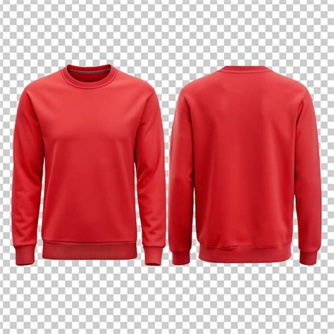 Long Sleeve Plain Red T Shirt Design With Front And Back View Premium