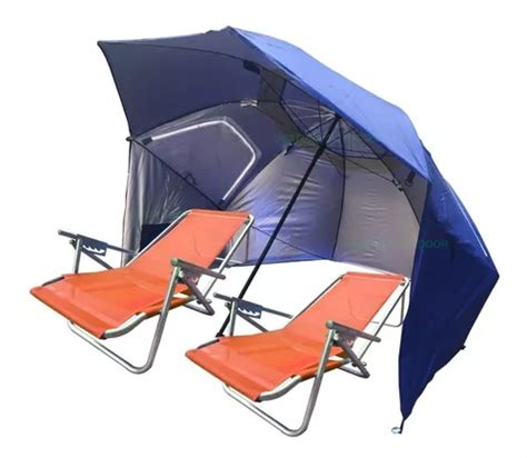 Combo Playa Sombrilla Carpa Mt Reposeras Aluminio Kg