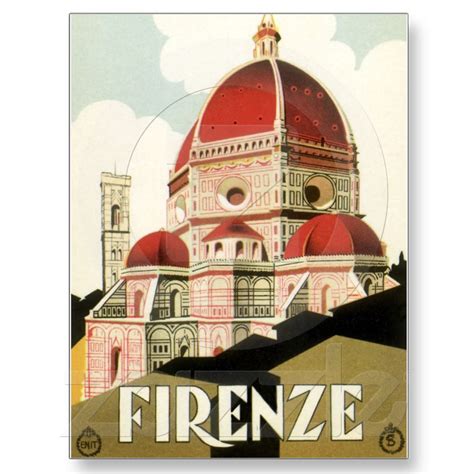 Retro Style Postcards Vintage Travel Poster Florence Firenze Italy