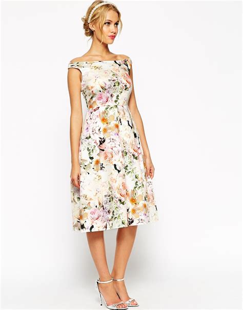 Asos Wedding Midi Floral Prom Dress Lyst