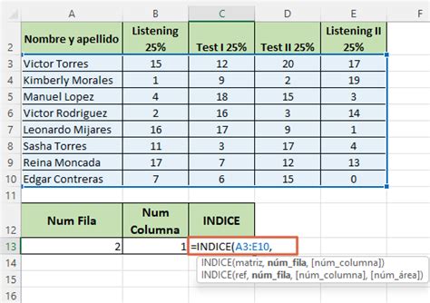 Funci N Indice En Excel Usos F Rmula O Sintaxis Y Ejemplos