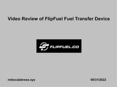 Video Review Of The FlipFuel Fuel Transfer Device YouTube