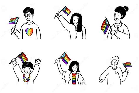 Lgbtq Pride Day With Rainbow Flag Vector Illustration Hand Drawn