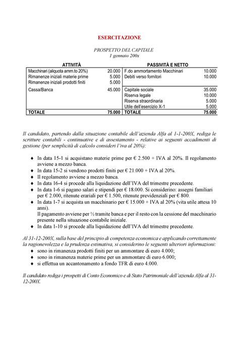 Esercitazione Secondo Modulo 1 ESERCITAZIONE Il Candidato Partendo