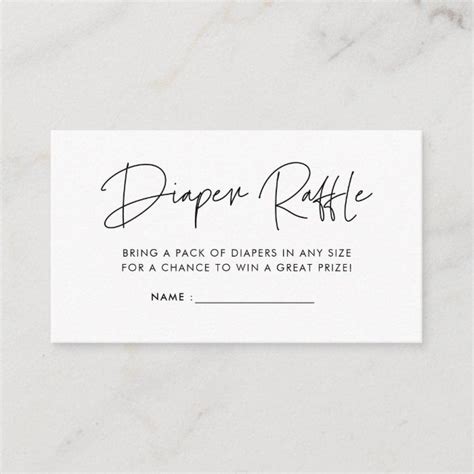 Modern Minimalist Baby Shower Diaper Raffle Insert Zazzle Baby