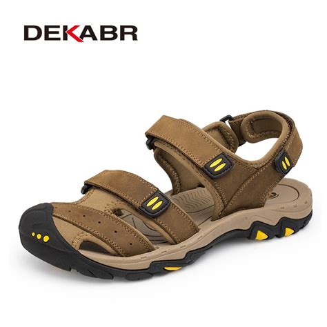 Dekabr New Fashion Summer Shoes Cow Leather Men Sandals Mens Casual Shoes Non Slip Rubber Soles