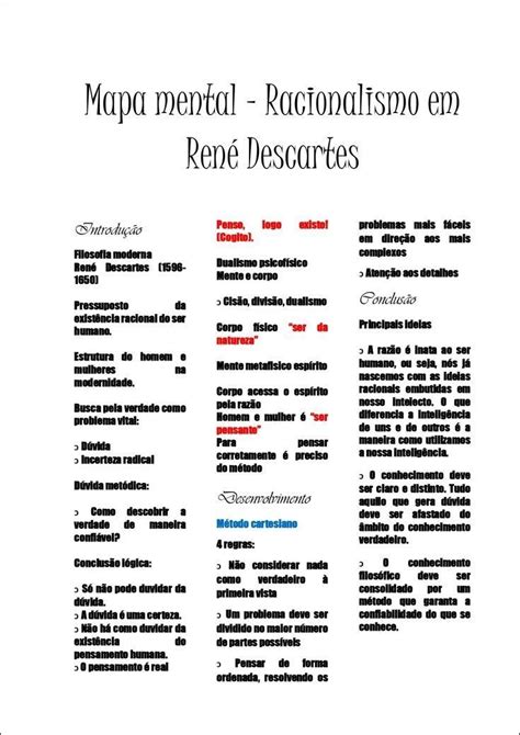 Mapas Mentais Sobre Descartes Study Maps