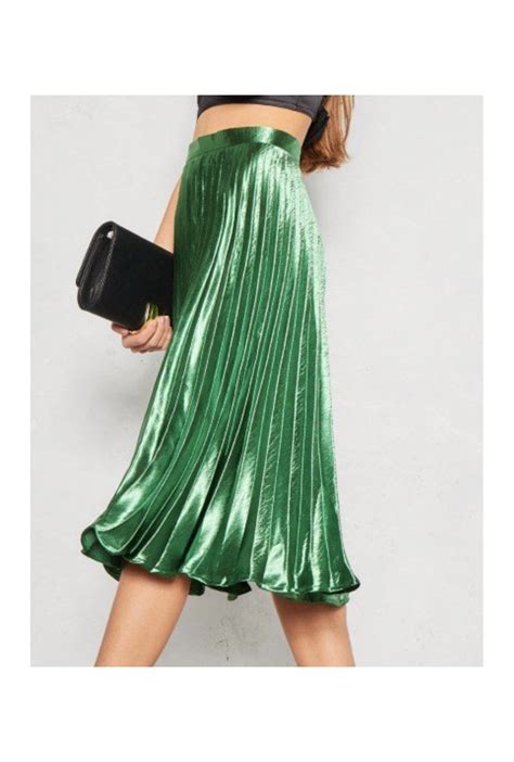 Amazing Green Satin Pleat Skirt Clothes From Ruby Room Uk