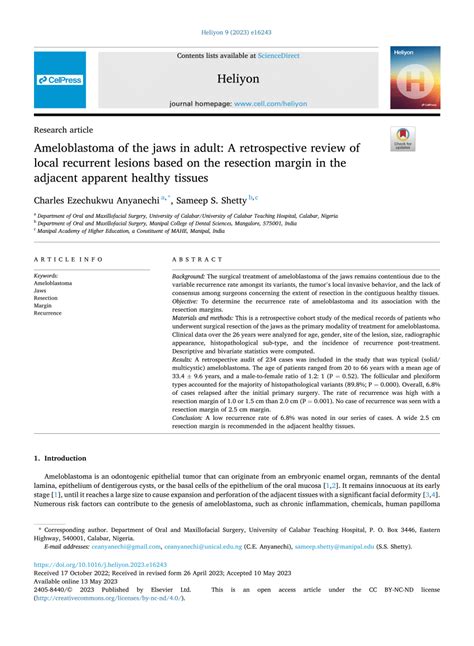 PDF Ameloblastoma Of The Jaws In Adult A Retrospective Review Of