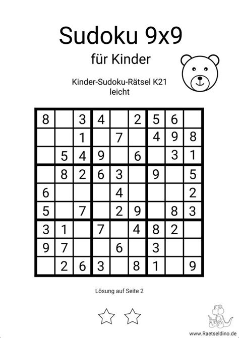 Kinder-Sudoku 9x9 leicht