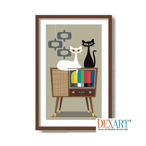 Modern Cat Art Mid Century Modern Modern Artwork Modern Living