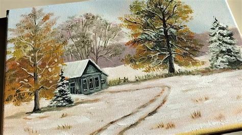 Snowy Winterlandscapes Painting Tutorialeasy Artwinter Painting For