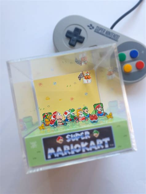 Super Mario Kart Snes Cube Diorama Etsy Espa A Mario Kart Super