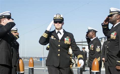 Then Cmdr Danielle Defant Salutes At A Change Of Command Ceremony In