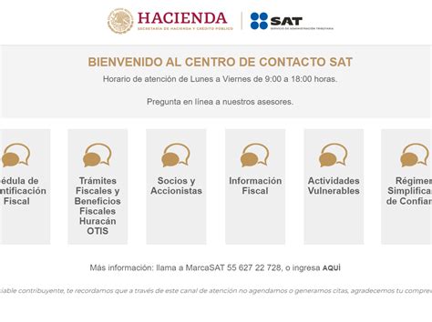 SAT ofrece diversos canales de información para los contribuyentes