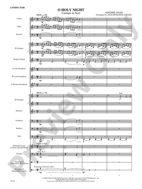 O Holy Night Cantique De Noel Score Concert Band Score Digital