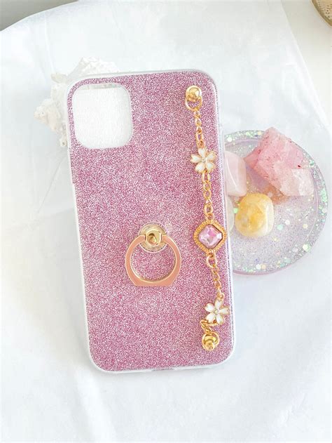 Pink Glitter Iphone Case Iphone Case Cute Case Handle Etsy