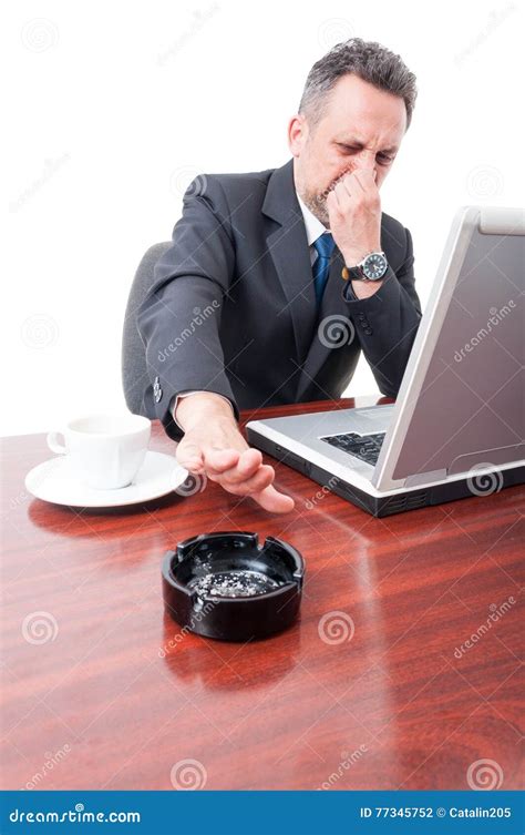 Man at Office Covering Nose from Bad Smoke Smell Stock Photo - Image of attractive, busy: 77345752