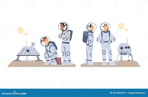 Female Cosmonaut In Spacesuit Floating Flat Vector Illustration