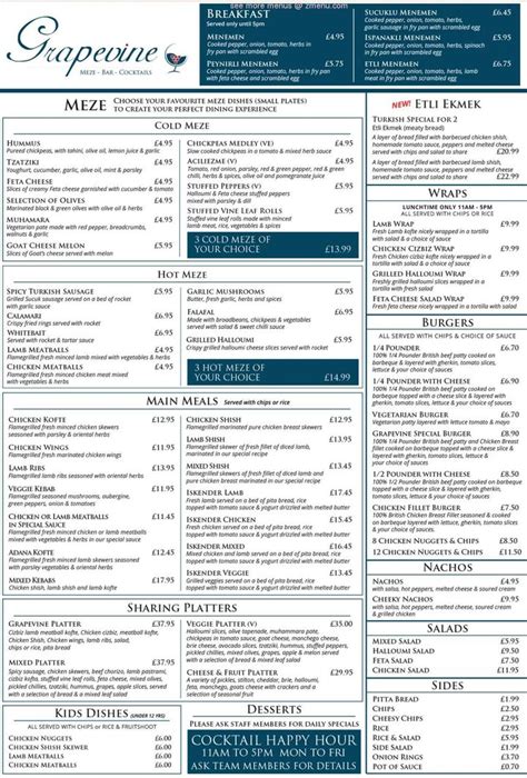 Online Menu Of Grapevine Restaurant Herne Bay United Kingdom Ct6 5lj