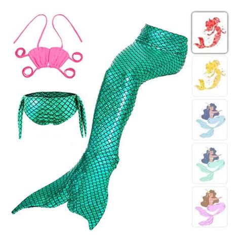 Bikini Para Niños En Forma De Cola De Sirena Con Aletas Cuotas sin