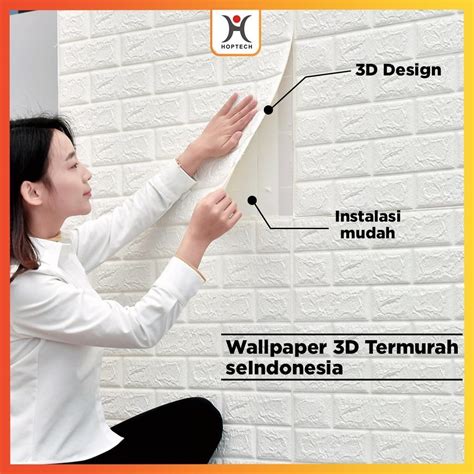 WALLPAPER DINGDING 3D FOAM MOTIF BATU BATA 70 X 77 CM DEKORASI DINDING