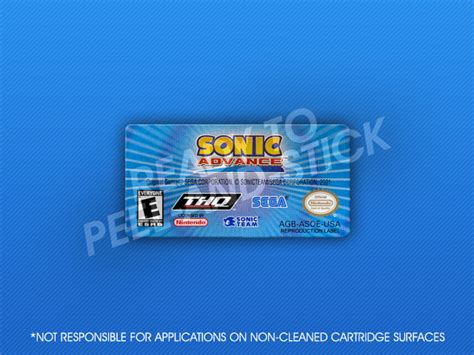 GameBoy Advance - Sonic Advance Label - Retro Game Cases