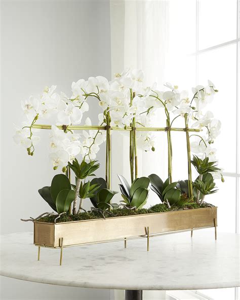 John Richard Collection Rows Of Orchids Faux Floral Arrangement