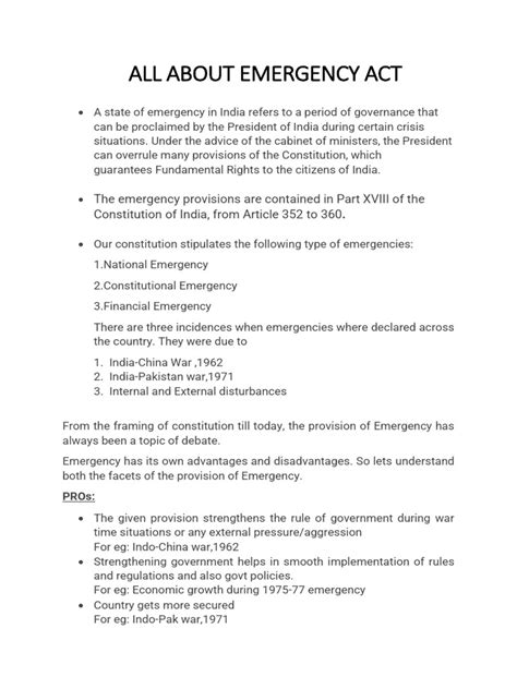 All About Emergency Act Pdf