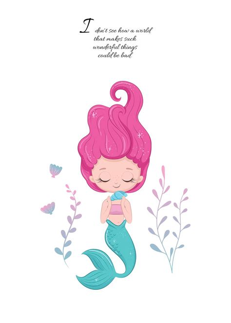 Mermaid Cute Quotes Poster Picture Metal Print Paint By Phan Van