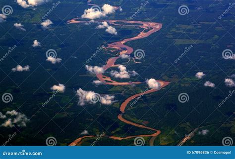 Aerial Overhead Of Amazon River Peru Stock Photo Image Of Daytime