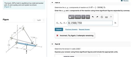 Solved Review Part A The Boom Ab Is Held In Equilibrium By A Chegg