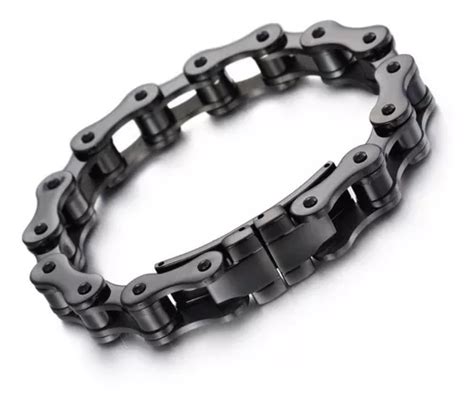 Pulsera Cadena Motocicleta Negra Acero Inoxidable Biker Envío gratis