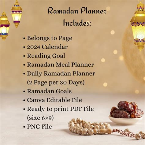 2024 Ramadan Printable Planner Printable Islamic Calendar Editable