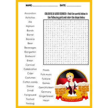 Oktoberfest Word Search Puzzle Worksheet Activity By Print Puzzle Pro