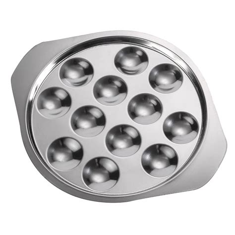 Zcyifa Stainless Steel Snail Plate 12 Holes Escargot Dish Silver