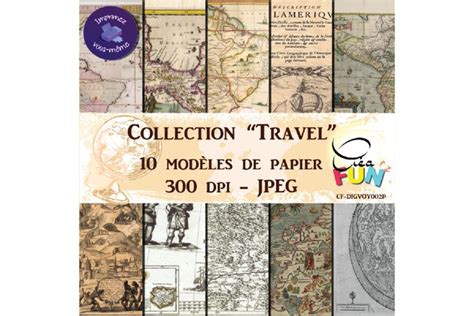 Lot de 10 papiers numériques Collection Travel 02