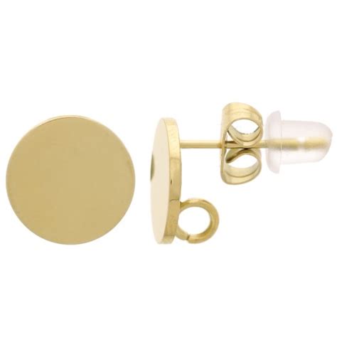 Clous D Oreilles Rond Pour Cabochon 10mm Anneau Ouvert Acier Inox