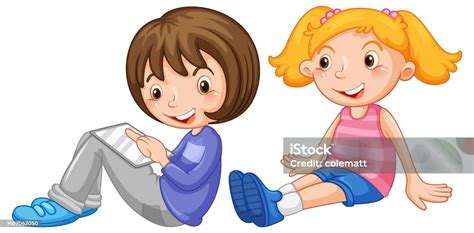 Two Girls With Happy Face Stock Illustration Download Image Now